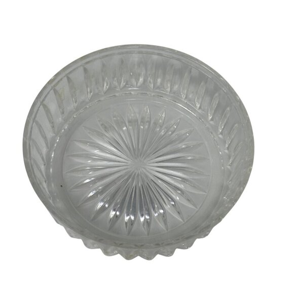 Vintage Clear Lucite Plastic Powder Box Blue Green Floral Starburst Ribbed - Picture 4 of 9